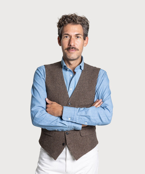 Wool Cashmere Herringbone Vest