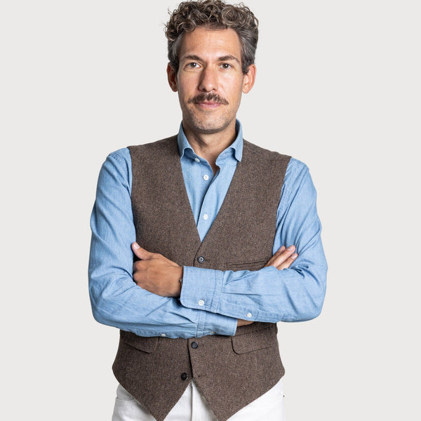 Wool Cashmere Herringbone Vest