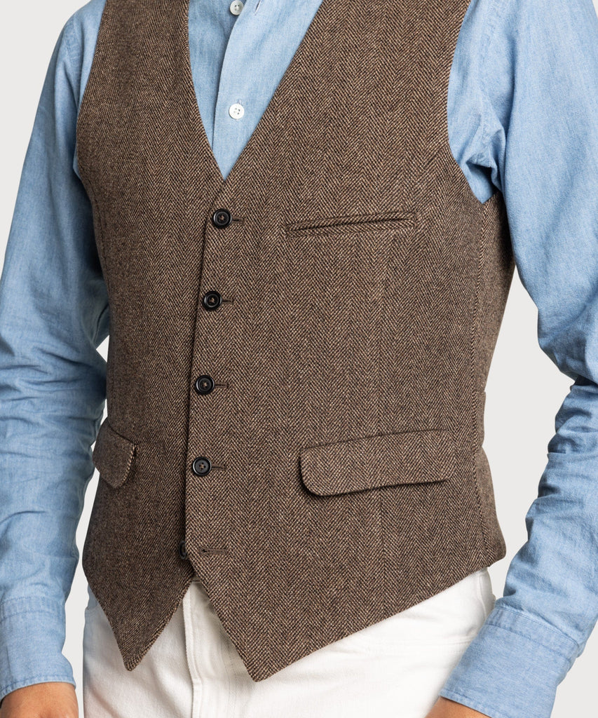 Wool Cashmere Herringbone Vest