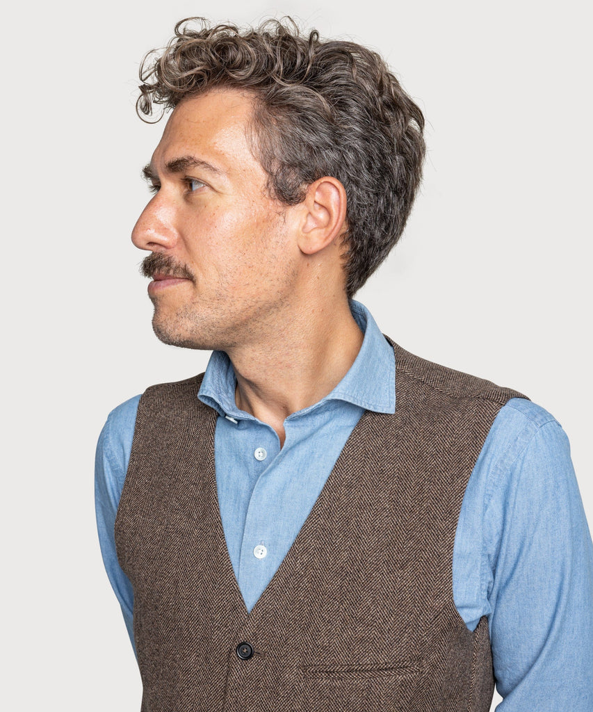 Wool Cashmere Herringbone Vest