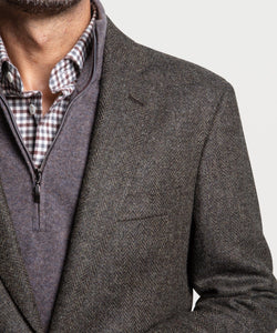 Tweed-Blazer mit Fischgrätenmuster