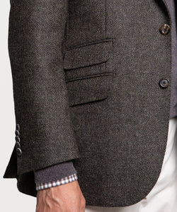 Tweed-Blazer mit Fischgrätenmuster