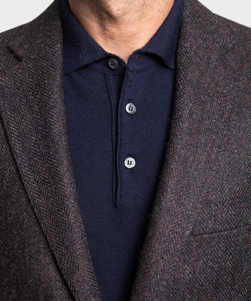 Tweed-Blazer mit Fischgrätenmuster