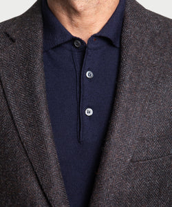 Tweed-Blazer mit Fischgrätenmuster