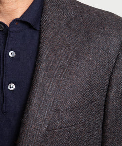 Tweed-Blazer mit Fischgrätenmuster