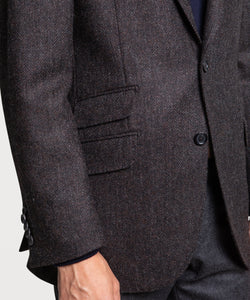 Tweed-Blazer mit Fischgrätenmuster
