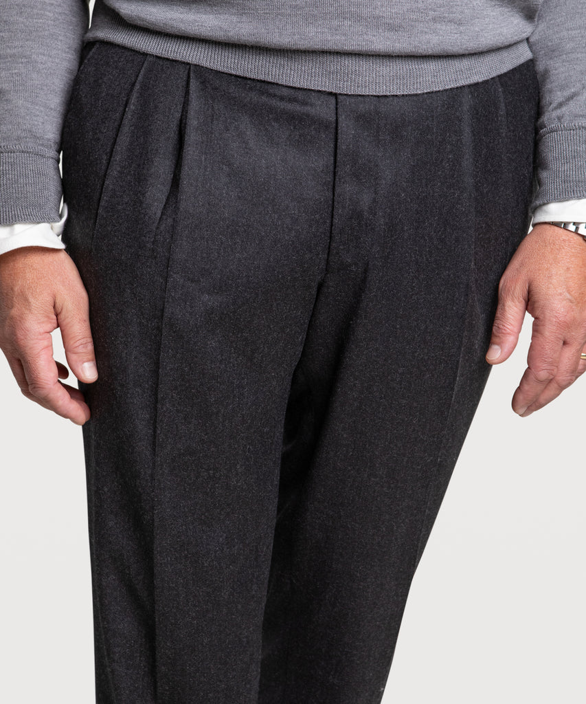 Pleated Flannel Trousers