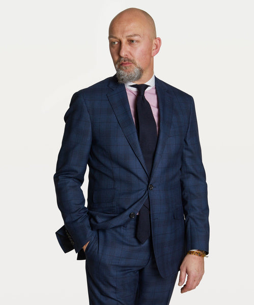 Suit Super 120s Check Blue