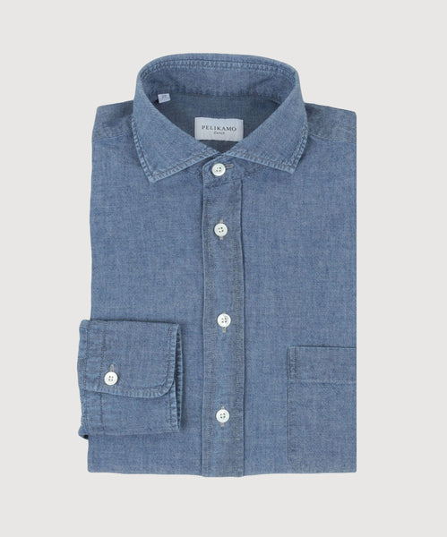 Casual Chambray Pocket Shirt