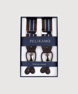 Product Title Stripes - Brown / Sky / Navy / One Size Pelikamo Swiss Made Menswear